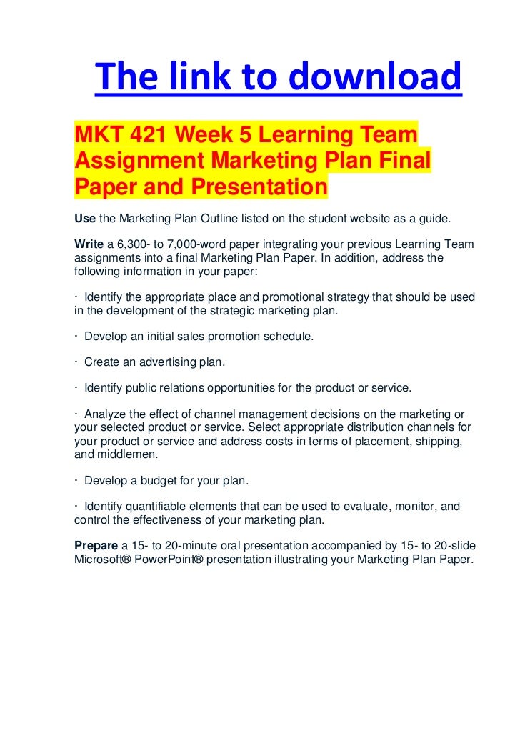 Mkt 421 week 2 team d marketing