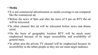 Preparation and Presentation of an Advertisement for Television Media ...