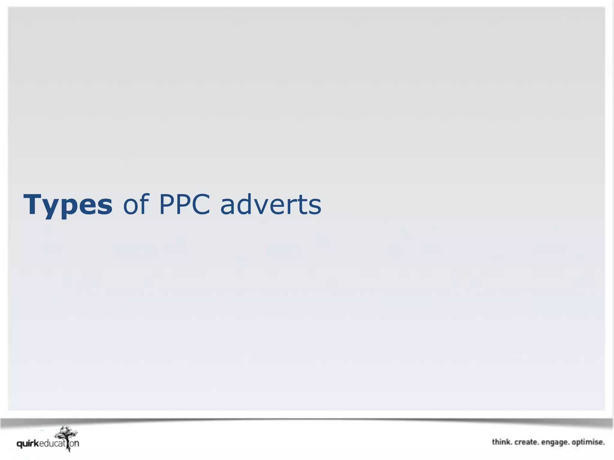 Types of PPC adverts
 