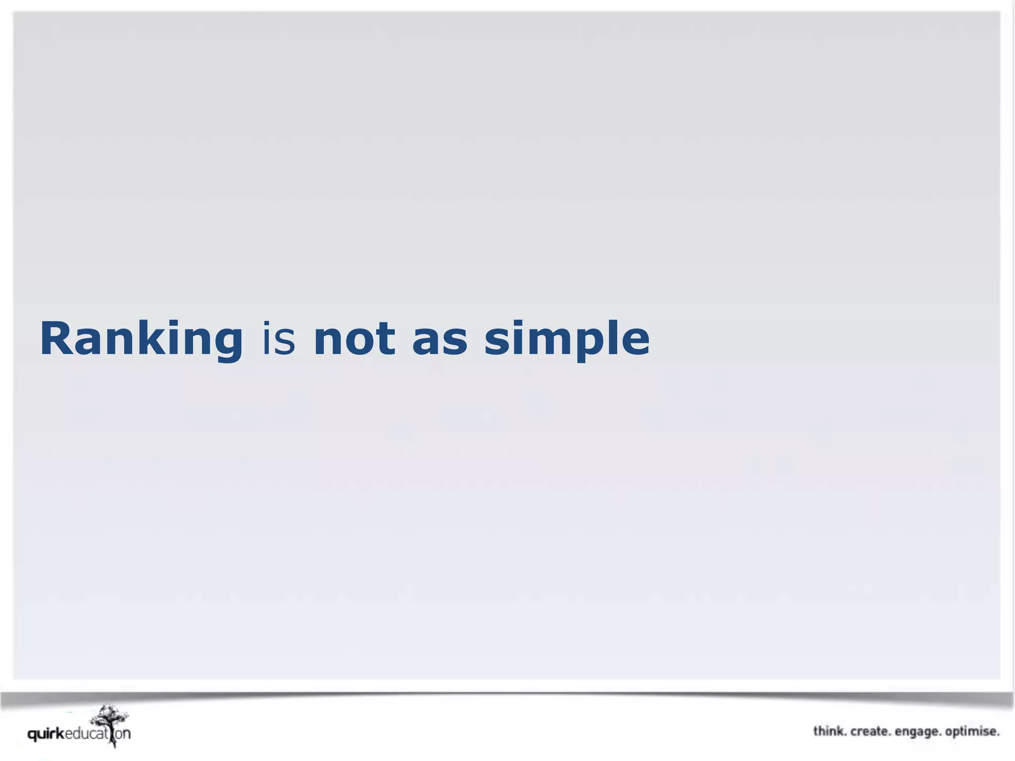 Ranking is not as simple
 