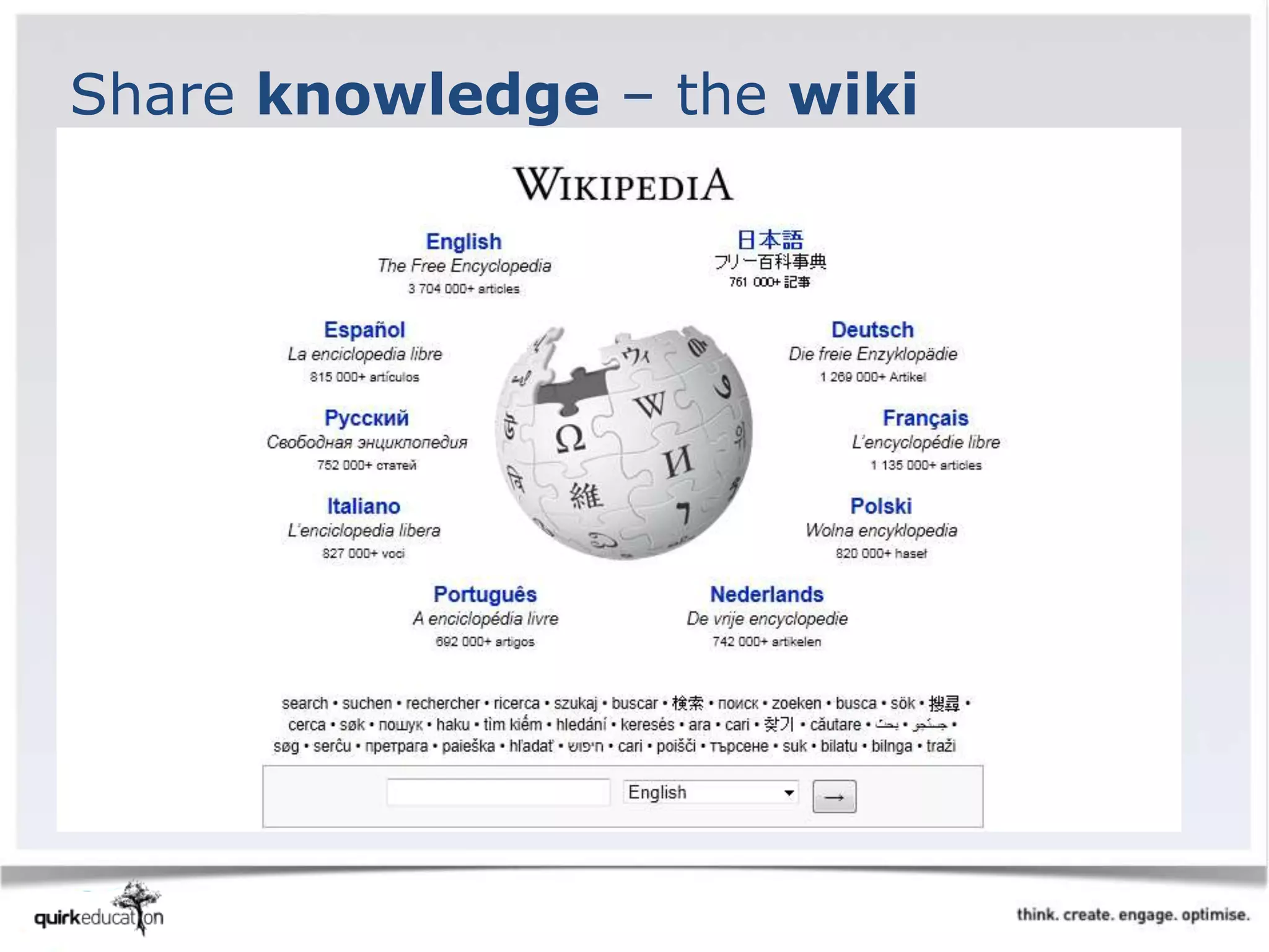 Share knowledge – the wiki
 