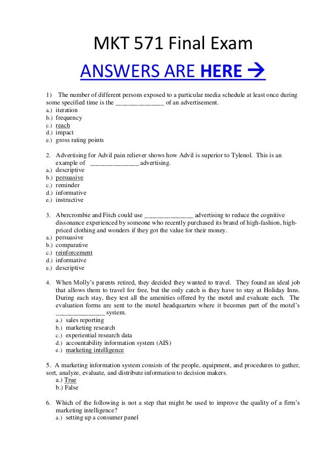 mkt 571 final exam 1 1 mkt/571 final examclick here to download answers1) which of the following is most closely associated with a proactive marketing. mkt 571 final exam 1 1 mkt/571 final examclick here to download answers1) which of the following is most closely associated with a proactive marketing.