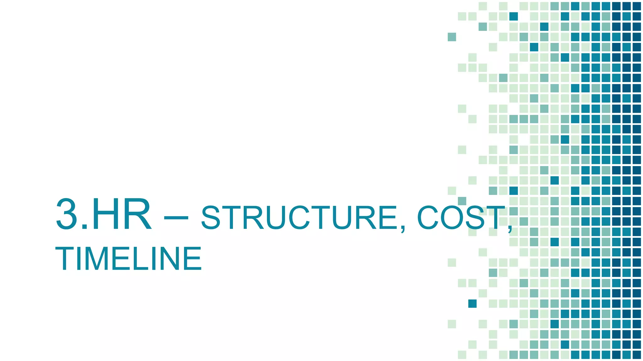 3.HR – STRUCTURE, COST,
TIMELINE
 
