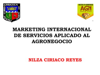 MARKETING INTERNACIONAL
DE SERVICIOS APLICADO AL
AGRONEGOCIO
NILZA CIRIACO REYES
 