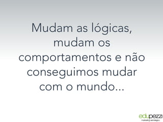 Mudam as lógicas,
mudam os
comportamentos e não
conseguimos mudar
com o mundo...
 