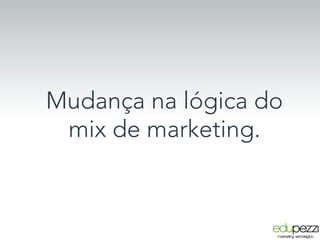 Mudança na lógica do
mix de marketing.
 