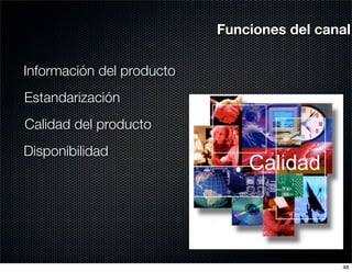 Funciones del canal

Información del producto
Estandarización
Calidad del producto
Disponibilidad




                                            48
 