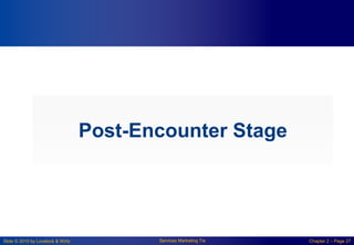 Slide © 2010 by Lovelock & Wirtz Services Marketing 7/e Chapter 2 – Page 27
Post-Encounter Stage
 