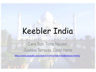 Cana Sun, Torrie Nguyen,
Gustavo Terrazas, David Harris
http://www.youtube.com/watch?v=PmaYbBUhbIo&feature=relmfu
Keebler India
 