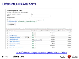 Ferramenta de Palavras-Chavehttps://adwords.google.com/select/KeywordToolExternalApoio:Realização: ADEMIR LARA