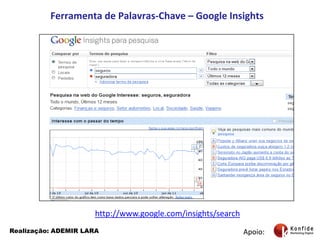 Ferramenta de Palavras-Chave – Google Insightshttp://www.google.com/insights/searchApoio:Realização: ADEMIR LARA