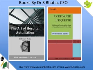 Books By Dr S Bhatia, CEO




Buy from www.SaurabhBhatia.com or from www.Amazon.com
 