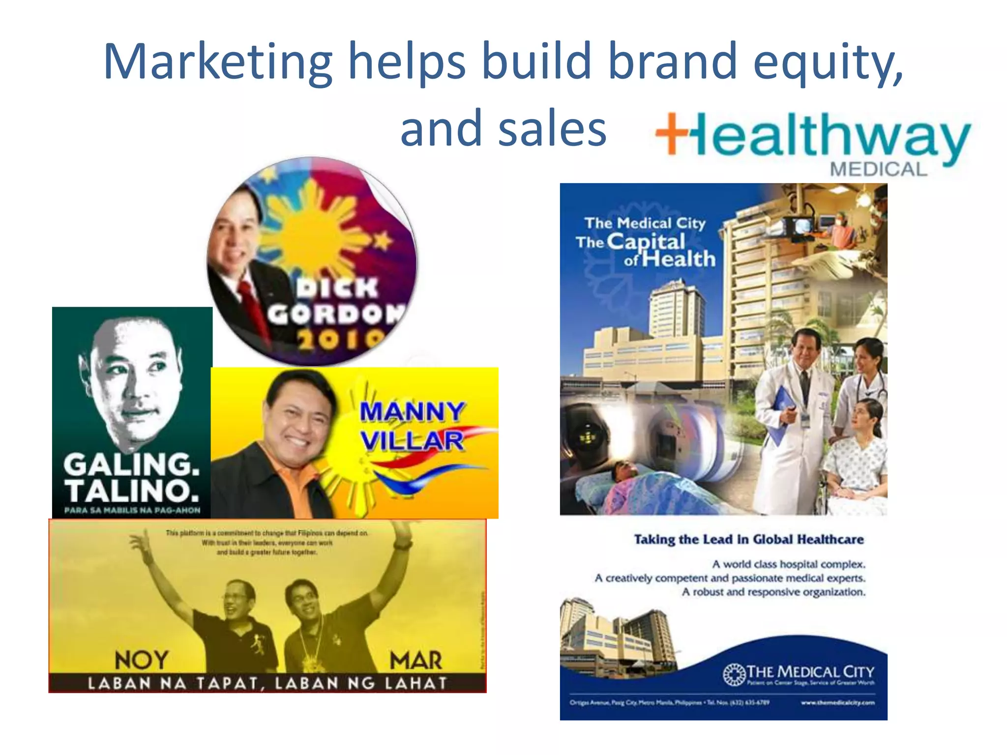 Marketing helps build brand equity, and sales