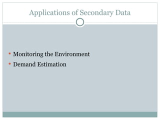 Monitoring the Environment Demand Estimation Applications of Secondary Data 