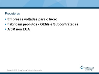 Produtores
 Empresas voltadas para o lucro
 Fabricam produtos - OEMs e Subcontratadas
 A 3M nos EUA




 Copyright © 2011 by Cengage Learning. Todos os direitos reservados.
 