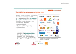 Marketing móvil




!"#$%&'%()$%*+,-,$%.+/()/.)/0)/(+12,")3454
  :0+)*$<-%,3+)0"5,#"-,+',#+/&&)($<#)3+*)+8"+#)"0%?"-,+
  -<#"($)+0,*+9)*)*+-)+@<0%,+"+A&$<5#)+BCDCE+
  :(+0"+'#)*)($)+)-%&%F(+-)0+)*$<-%,+6%.)-"0%7"*%2")
  85)-"#$%&'%()2/0)(/-+"*3 &<5#%)(-,+0"*+-%*$%($"*+
  $%',0,GH"*+-)+)9'#)*"*+"*,&%"-"*+"+0"+44/.
     A')#"-,#)*+-)+I)0)J,(H"+4F6%0
     /G)(&%"*+K($)#"&$%6"*
     L#)"-,#)*+-)+L,($)(%-,+2+I)&(,0,GH"
     L,9)#&%"0%?"-,#"*



     /-)9M*3+)(+)*$"+)-%&%F(+*)+8"+&,($"-,+&,(+0"+
     &,0"5,#"&%F(+-)+59)/#$*/(%()%.1.-,%.+/(.
     NNO/3+L"P"+4"-#%-3+!#,&$)#QR"950)3+
     S)"0+4"-#%-3+I,2,$"3+I<#%*9,+-)+N"#&)0,("3
     O"(%$2 T"%#3+/&&%F(+&,($#"+)0+U"95#)3+L"##)J,<#3+
                                                                   !"#$%&%'"($)*+(,+"*,&%"-,*.+/01"2*3+4,5%6)#23+
     L"*)#3+L)0$"3+V,G)&"50)3+N47+9,$,*3+!"(#%&,
                                                                   7"($8"93+:;<9)-%" =>
                                                  !"$#,&%("-,#)*+!#)9%<9

!"$#,&%("-,#
 