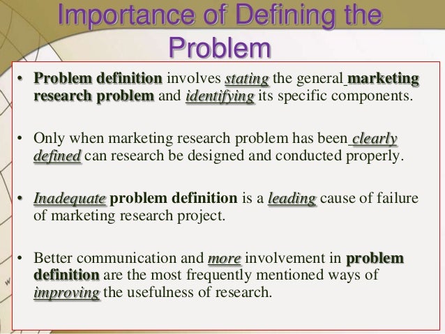 what is defining the problem in market research mean