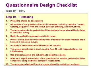 Guidelines for questionnaire design for researchers | PPT