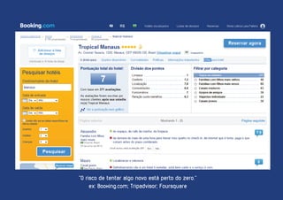 “O risco de tentar algo novo está perto do zero.’’
ex: Booking.com; Tripadvisor; Foursquare
 