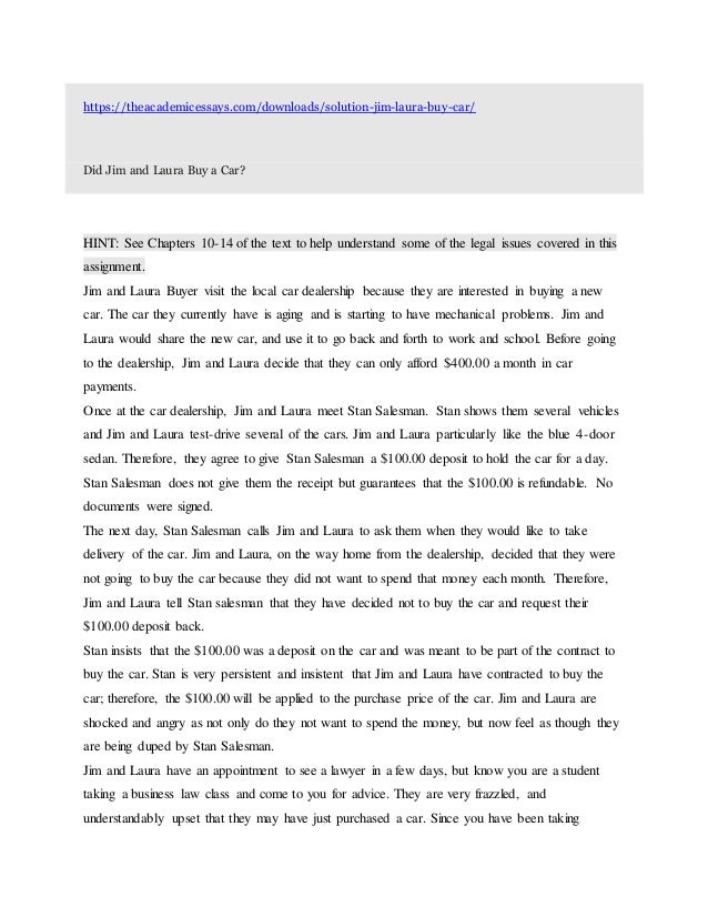 Did Jim and Laura Buy a Car?