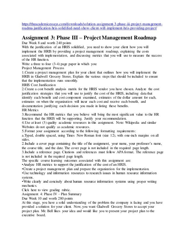Assignment 3 Phase III Project Management Roadmap
