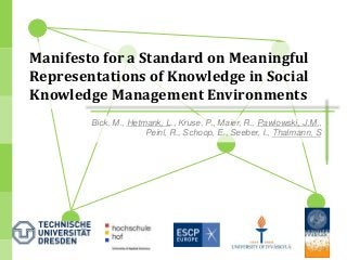 Manifesto for a Standard on Meaningful Representation of Knowledge in Social Knowledge Management Environments 