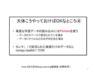 12
From 0から作るDeep Learning勉強会（矢野氏作）
 