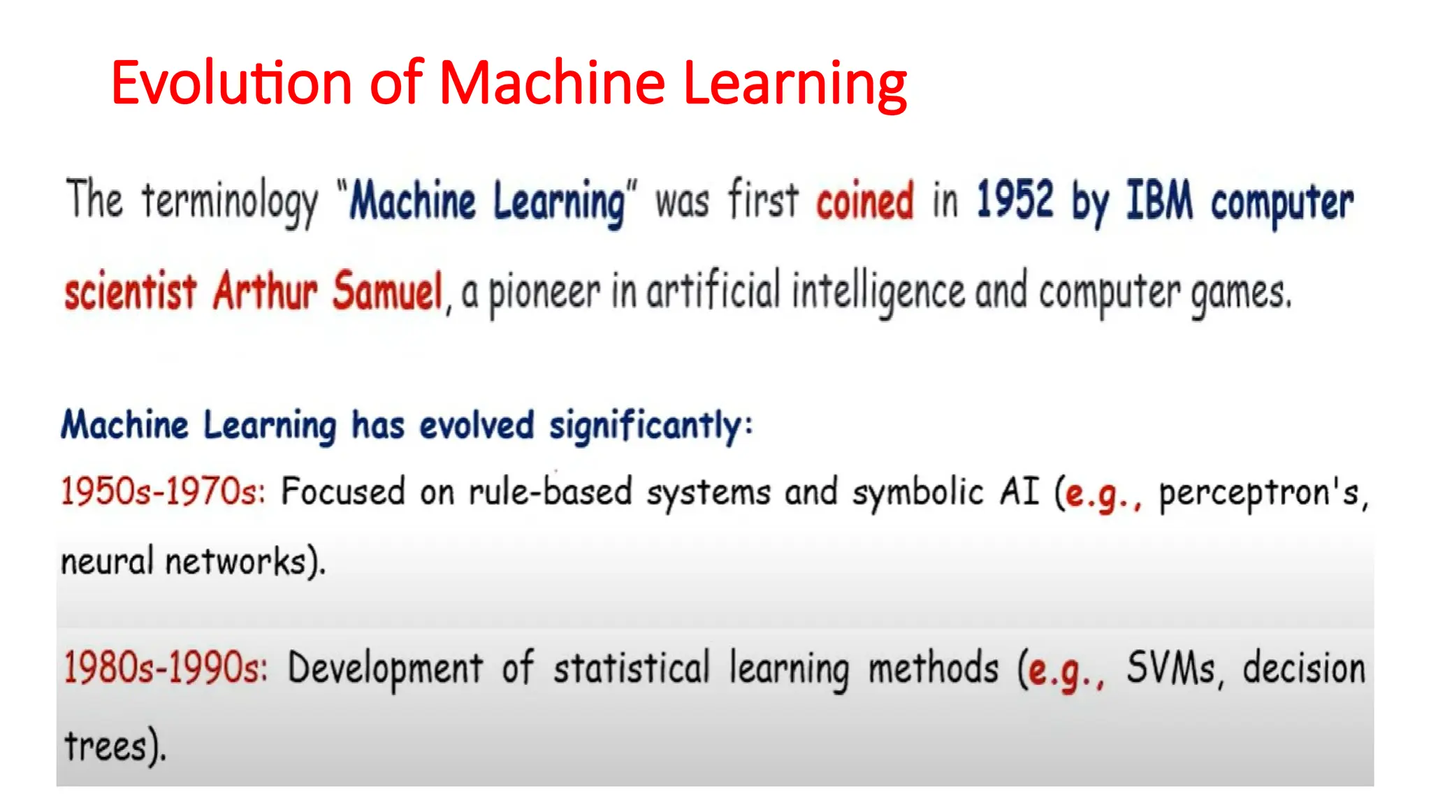 Evolution of Machine Learning
 