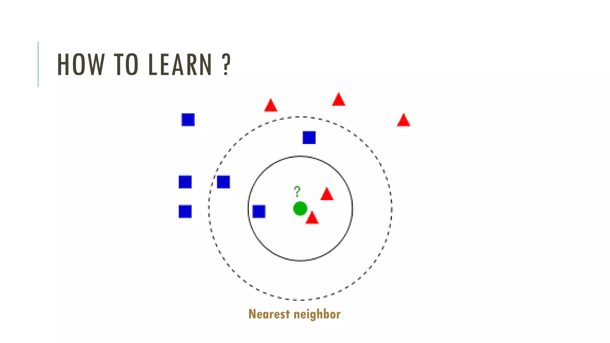 HOW TO LEARN ?
Nearest neighbor
 