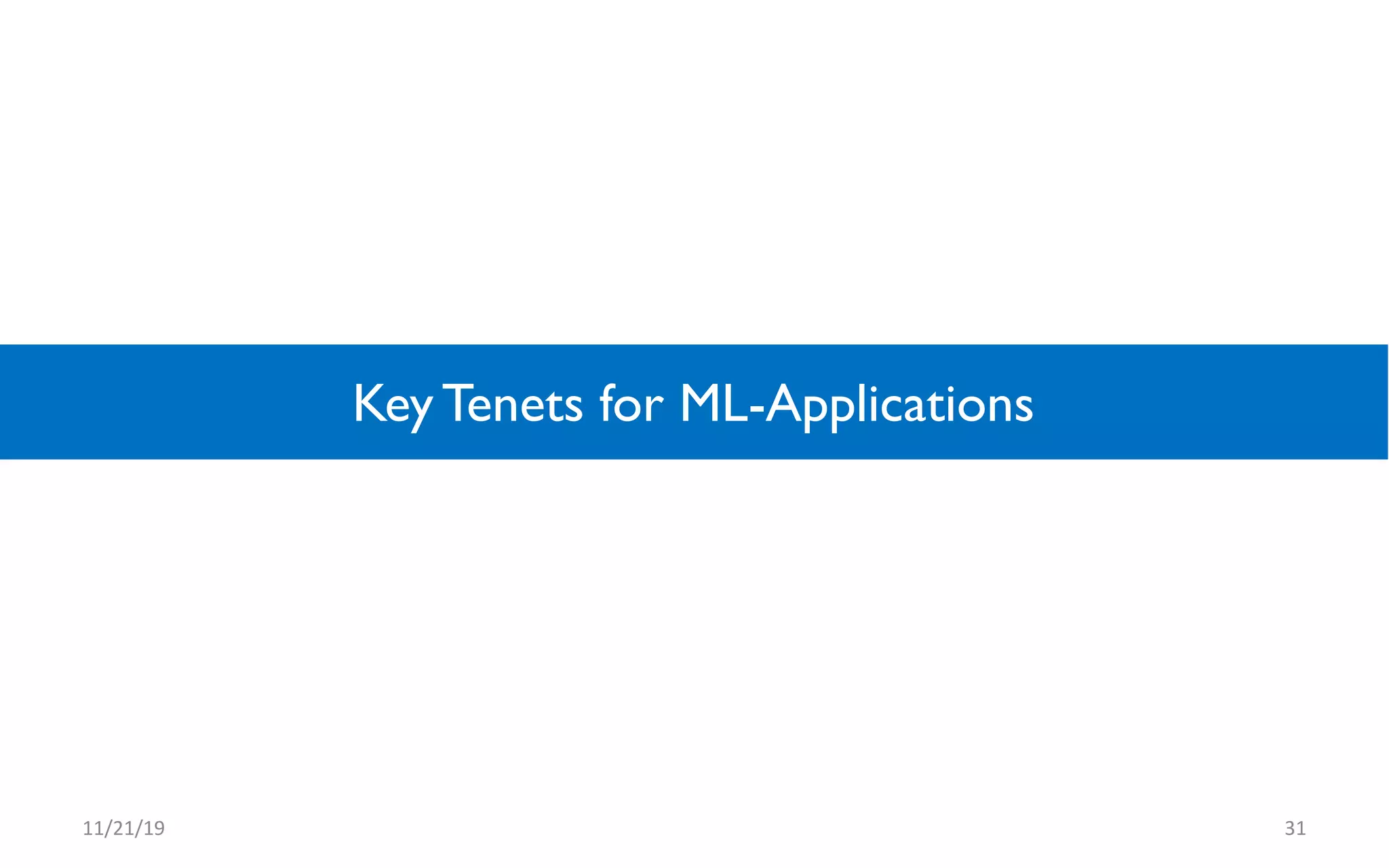 Key Tenets for ML-Applications
11/21/19 31
 
