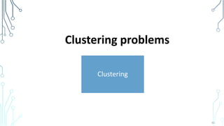 Clustering problems
62
Clustering
 