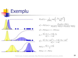 Exemplu
59Florin Leon, Invatare automata, http://florinleon.byethost24.com/curs_ml.htm
 