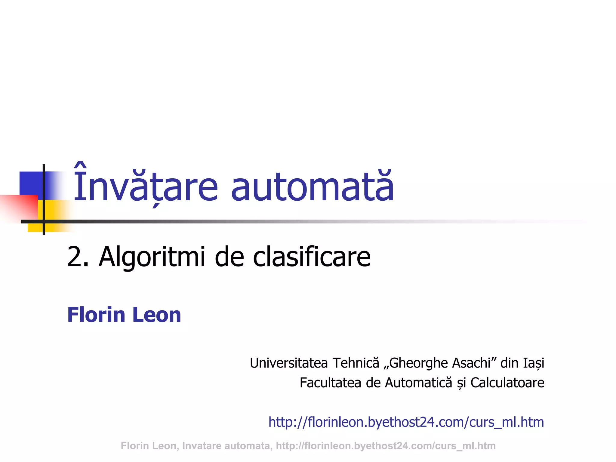 Algoritmi de clasificare | PDF