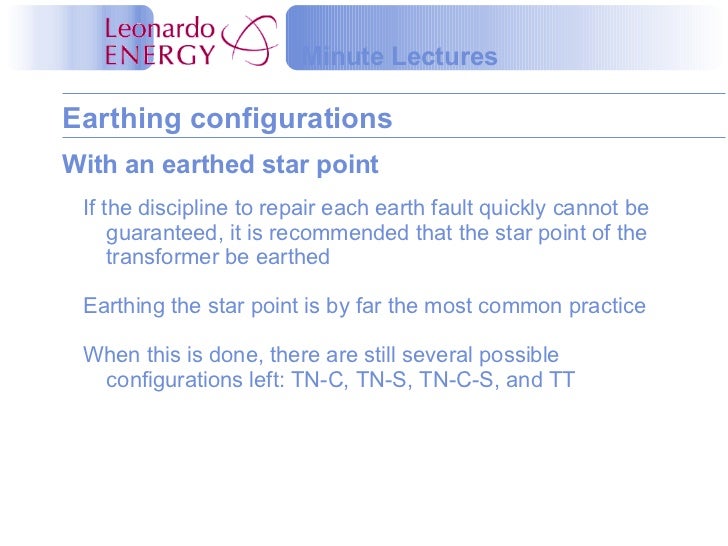 Minute Lecture Earthing Configurations