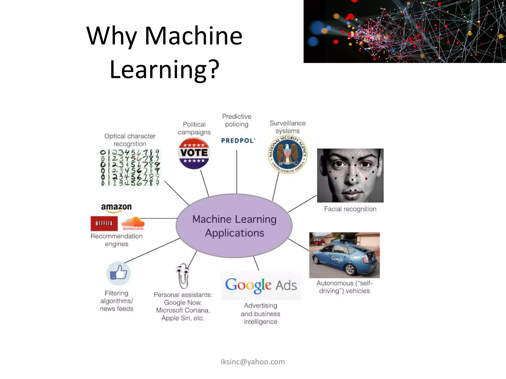 Why Machine
Learning?
iksinc@yahoo.com
 