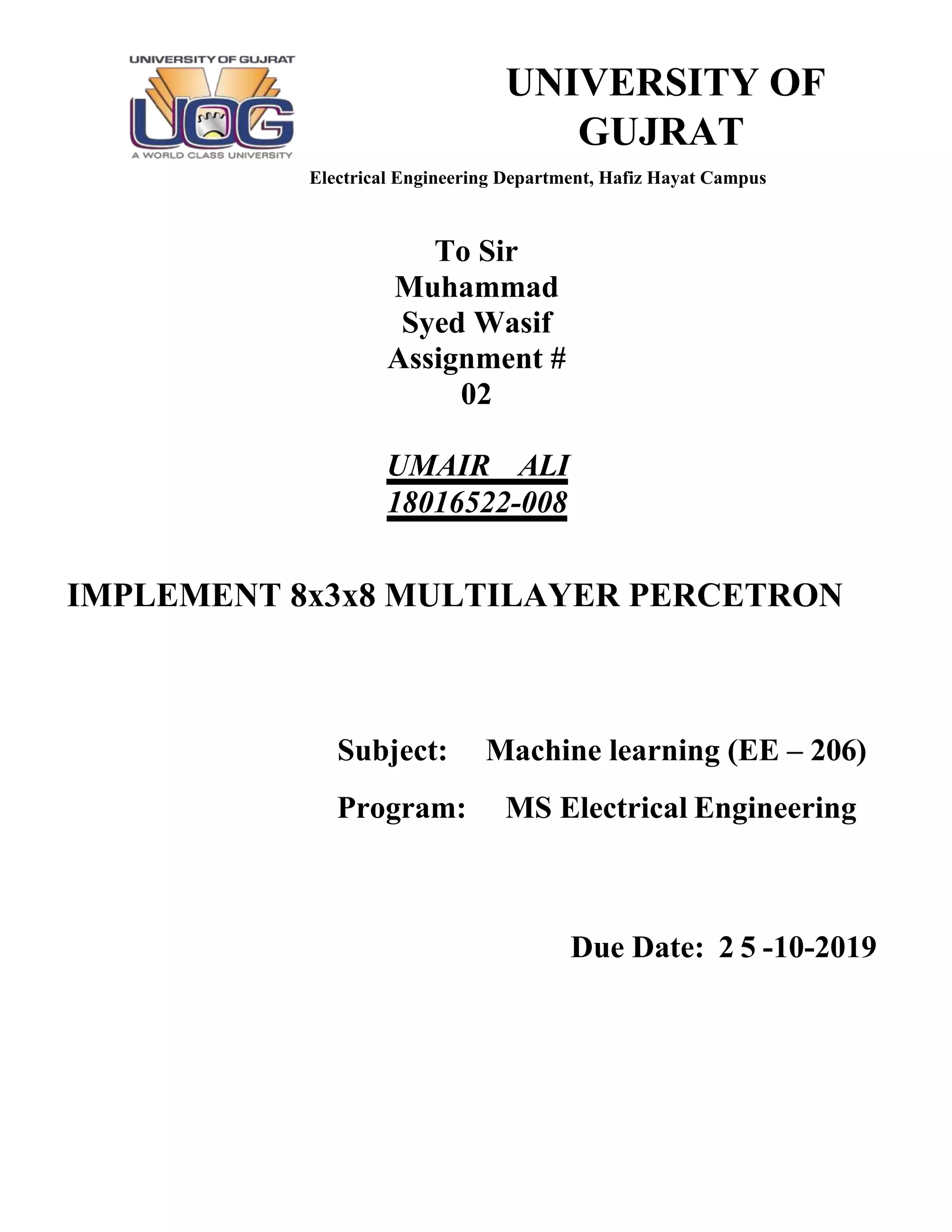 8x3x8 Multi layer perceptron training using Python Code | PDF | Free ...