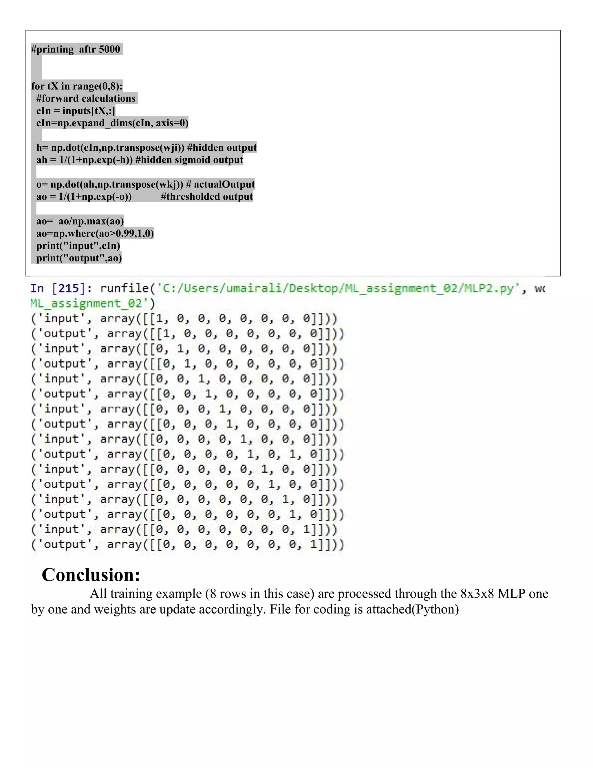 8x3x8 Multi layer perceptron training using Python Code | PDF | Free ...