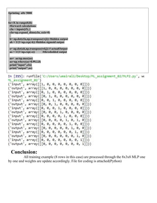 8x3x8 Multi layer perceptron training using Python Code | PDF