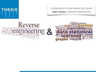 THESIS
C O N T R
I B U T I
O N S
Contributions to three relevant and related
open issues in Software Maintenance
&
 