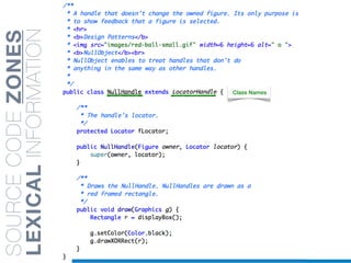 SOURCECODEZONES
LEXICALINFORMATION
Class Names
 
