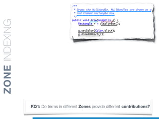 ZONEINDEXING
RQ1: Do terms in different Zones provide different contributions?
 