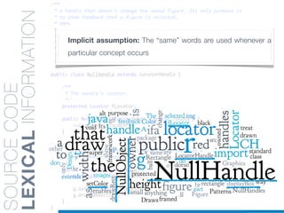 SOURCECODE
LEXICALINFORMATION Implicit assumption: The “same” words are used whenever a
particular concept occurs
 