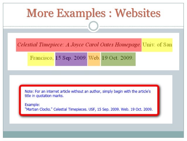 mla citation example website