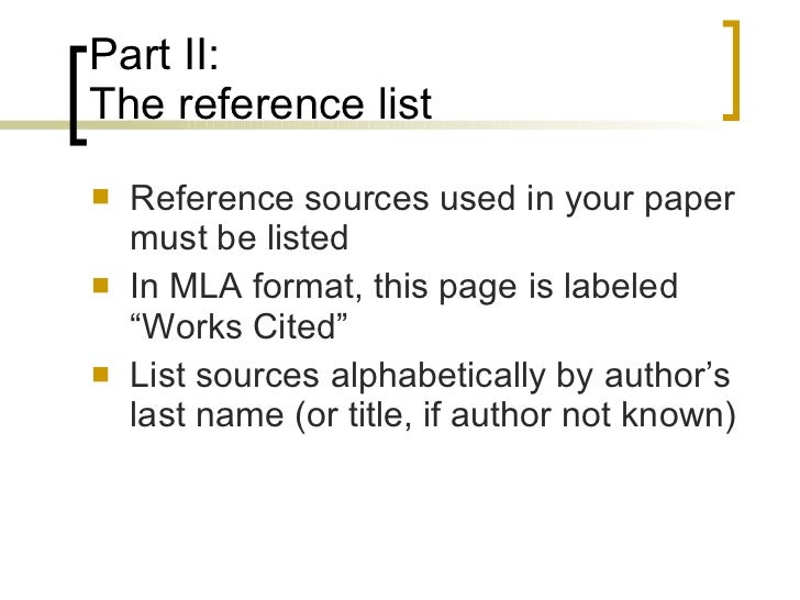 mla citation style a works cited list is a list of