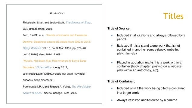 MLA 8th Edition Citation Formating Tips