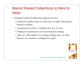 Strategies for Preserving Maine's Collection in Print