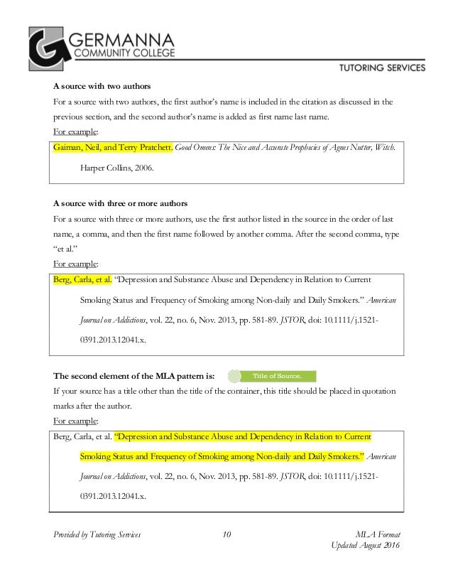 MLA 8th Edition Citation Format by Germanna Community College Tutorin…
