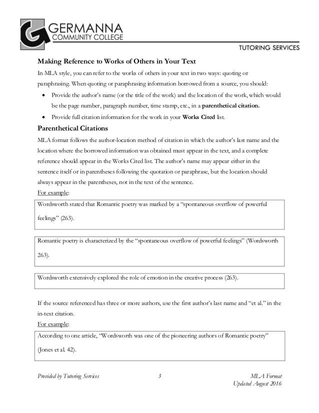 mla 8th edition citation format by germanna community college tutorin