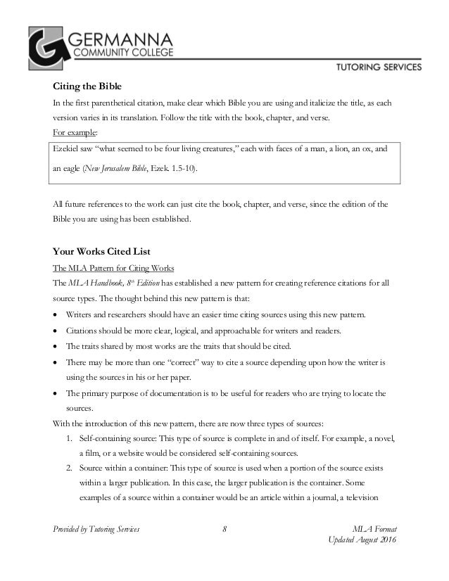 mla 8th edition citation format by germanna community works cited list format