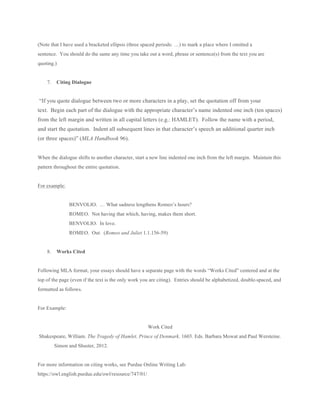 Mla 8th formatting shakespeare | PDF